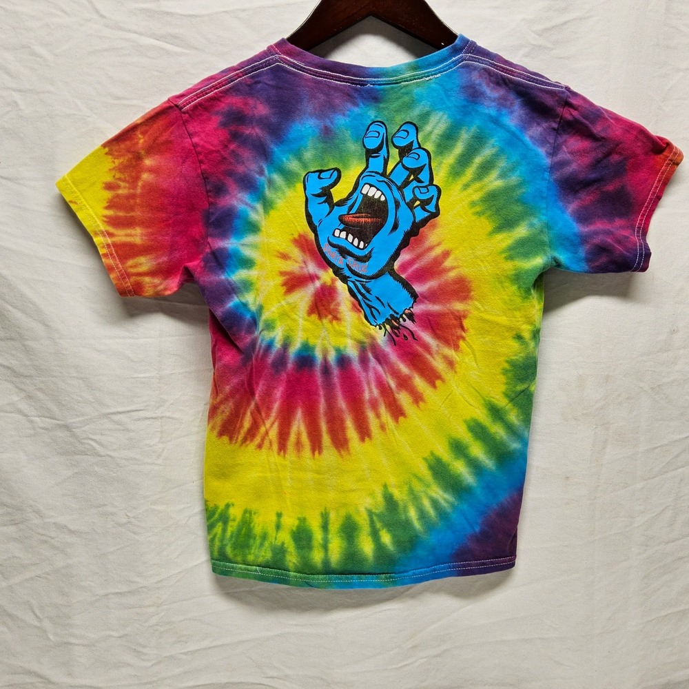 Santa Cruz T-Shirt Kids M 10/12 Multicolor Tie Dye Screaming Hand Graphic - Picture 3 of 11